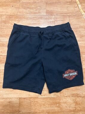 Harley-Davidson Men's Bar & Shield Fleece Shorts Black Size XL Embroidered Biker
